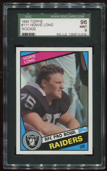 1984 Topps #111 Howie Long Rookie SGC 96