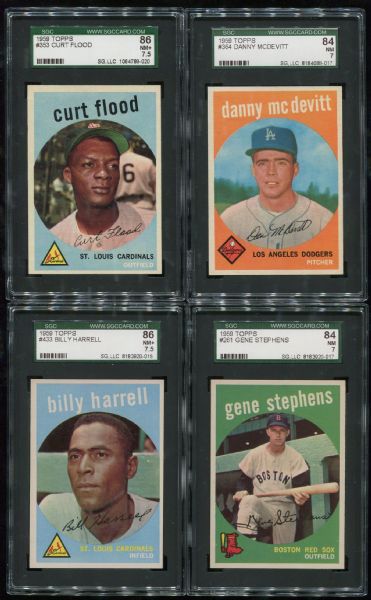 1959 Topps Lot of 4 SGC 84 & 86 with Curt Flood