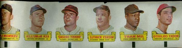 1966 Topps Ruboffs Uncut Roll of 6 Sets with Mantle