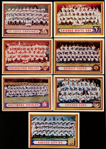 1957 Topps Lot of 7 Team Cards