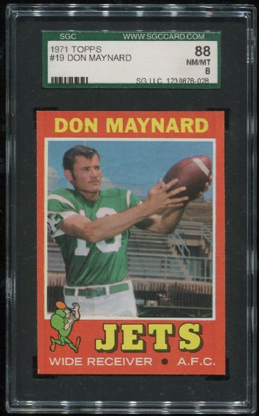 1971 Topps #19 Don Maynard SGC 88