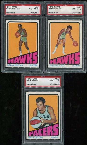 1972-73 Topps Basketball Lot of 3 PSA 8