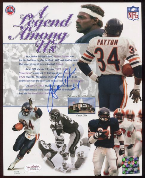 Walter Payton Signed Hall of Fame Montage JSA Authentic
