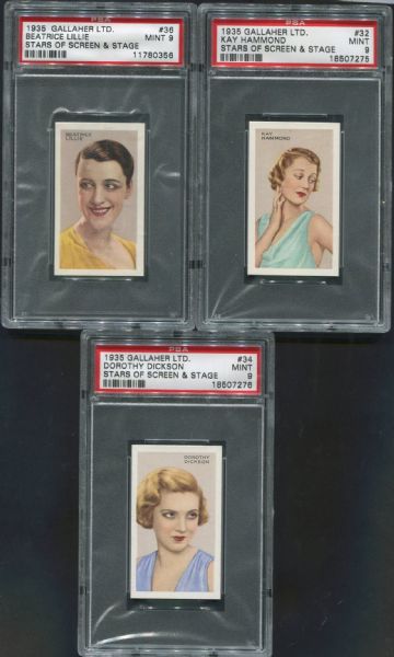 1934-1939 Lot of 9 Assorted Film Stars PSA 7-9