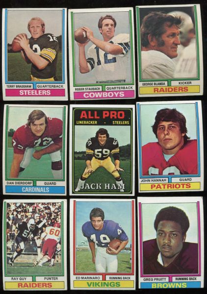 1974 Topps Football Lot of 210 Assorted