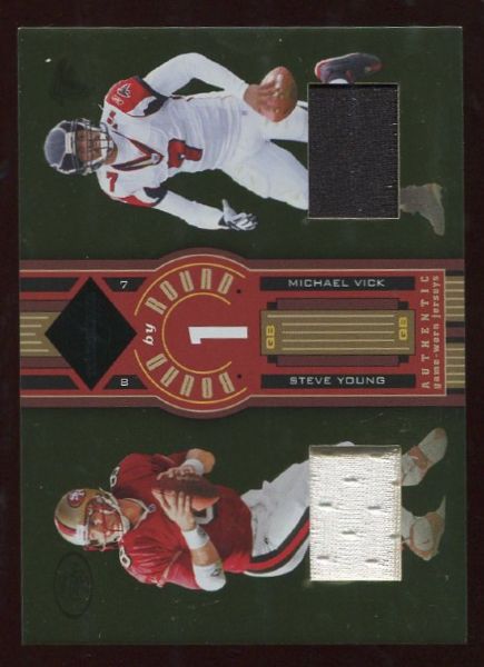 2005 Leaf Limited #BR-31 Steve Young/Michael Vick 36/75 Game Worn Jersey