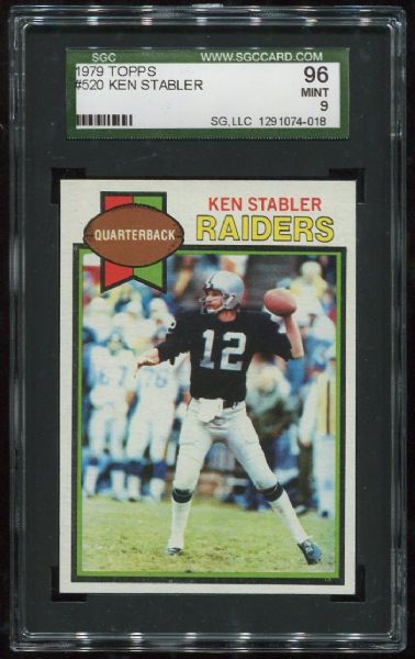 1979 Topps #520 Ken Stabler SGC 96