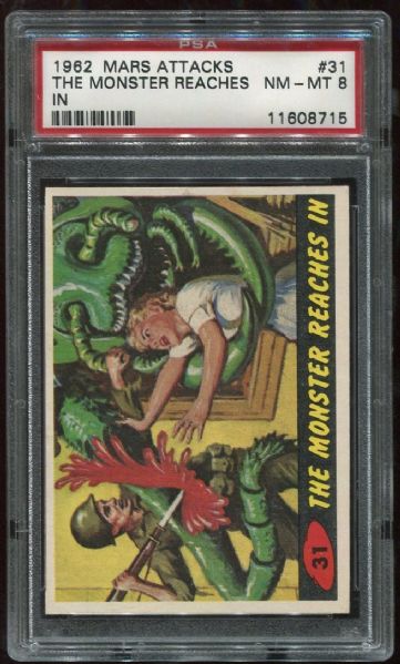 1962 Mars Attacks #31 The Monster Reaches In PSA 8