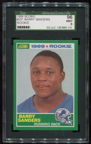 1989 Score #257 Barry Sanders Rookie SGC 96