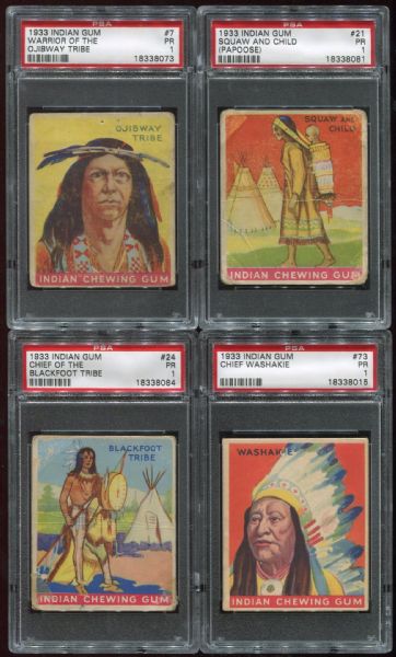 1933 Indian Gum Lot of 8 Different PSA Graded