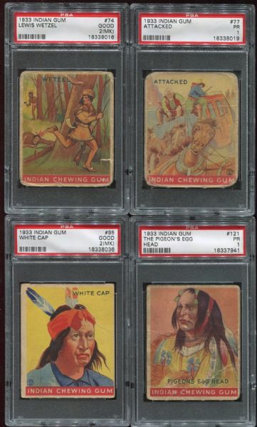 1933 Indian Gum Lot of 8 Different PSA Graded