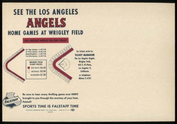 1961 Falstaff Beer Los Angeles Angels Team Photo