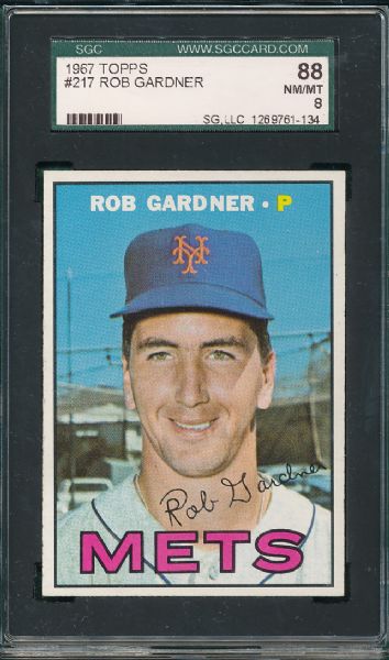 1967 Topps New York Mets 2 Card Lot SGC 88