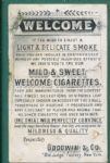 1880s Welcome Cigarettes Ad Card, Goodwin & Co.
