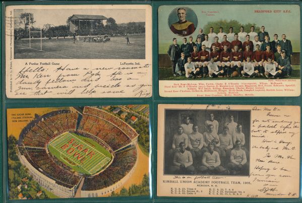 1900s Lot of (4) Football Post Cards W/ Purdue