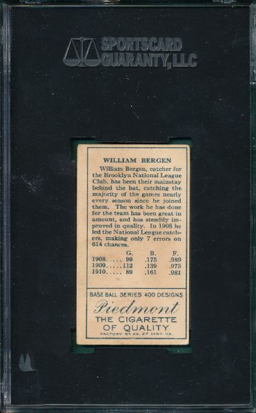 1911 T205 Bergen Piedmont Cigarettes SGC 50