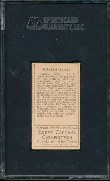 1911 T205 Bailey Sweet Caporal Cigarettes SGC 40