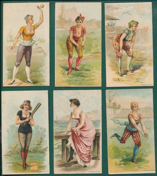 1880s N360 Baseball Scenes S. W. Veneble Tobacco Co. Complete Set (9) Plus N361, Lot of (10)