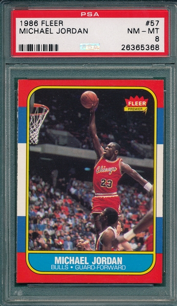 1986-87 Fleer BSKT #57 Michael Jordan PSA 8 *Rookie*