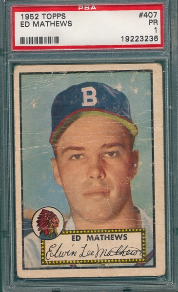 1952 Topps #407 Ed Mathews PSA 1 *Rookie*