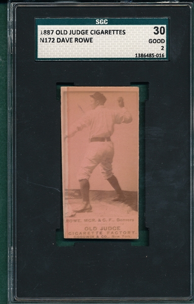 1887 N172 393-2 Dave Rowe Old Judge Cigarettes SGC 30