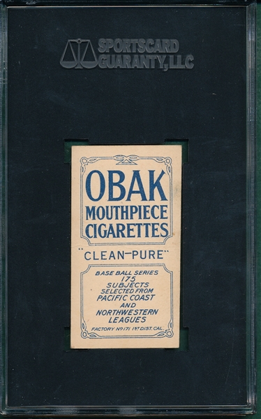 1910 T212-2 Caslleton Obak Cigarettes SGC 50