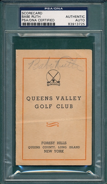 Babe Ruth Signed Golf Scorecard PSA/DNA Authentic