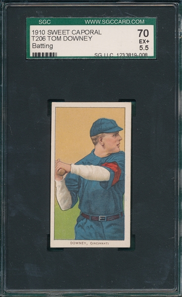 1909-1911 T206 Downey, Batting, Sweet Caporal Cigarettes SGC 70 