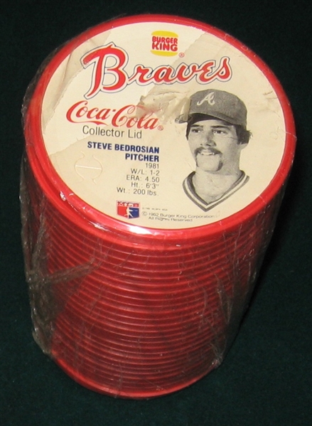 1982 Burger King Atlanta Braves Lids, Complete Set (27) *Still Wrapped*