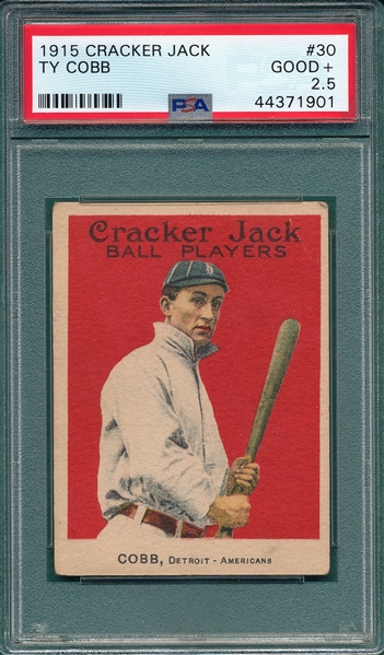 1915 Cracker Jack #30 Ty Cobb PSA 2.5 *Presents Better*