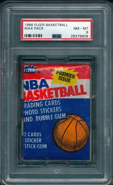 1986-87 Fleer Basketball Unopened Pack PSA 8
