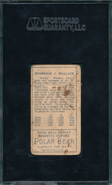 1911 T205 Wallace, No Cap, Two Lines, Polar Bear SGC 10 *SP*