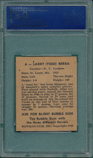 1948 Bowman #6 Yogi Berra PSA 5 *Rookie*