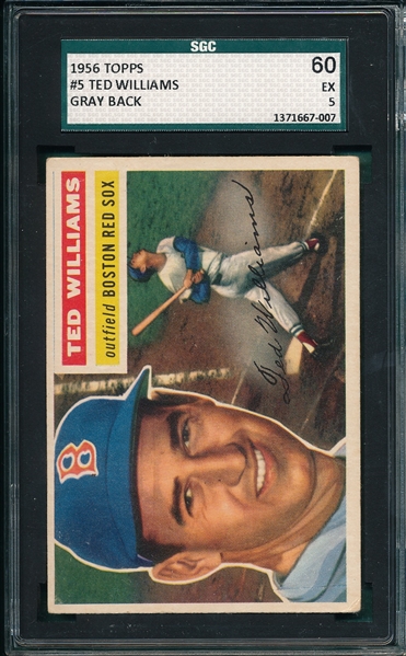 1956 Topps #5 Ted Williams SGC 60 *Gray*