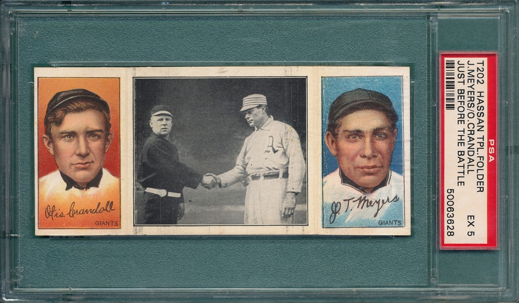 1912 T202 Just Before The Battle, Crandall/Meyers, Hassan Cigarettes PSA 5
