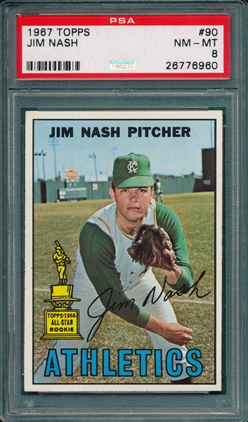1967 Topps #90 Jim Nash PSA 8 *Trophy Rookie*