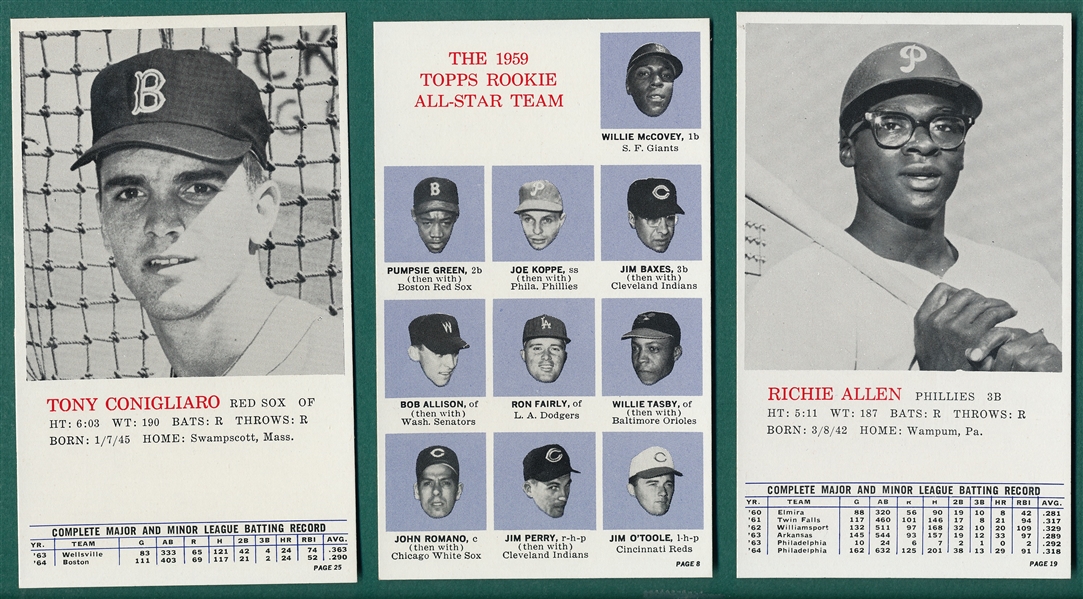1964 Topps All Star Rookie Banquet, Conigliaro, Allen & McCovey, Lot of (3)