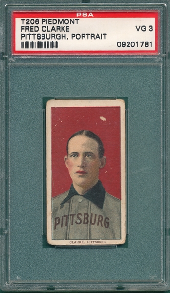 1909-1911 T206 Clarke, Portrait, Piedmont Cigarettes PSA 3 