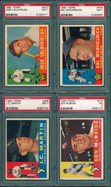 1960 Topps Lot of (4) W/ #527 Valdivielso PSA 7