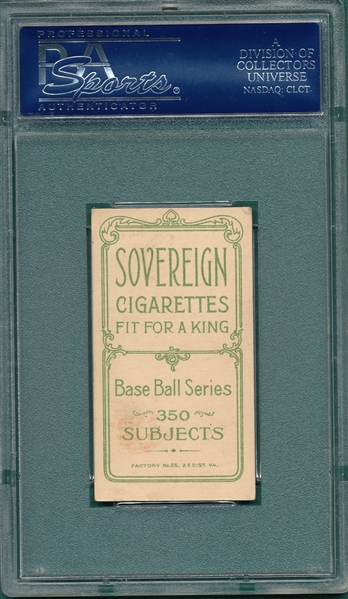 1909-1911 T206 Chase, Dark Cap, Sovereign Cigarettes PSA 5