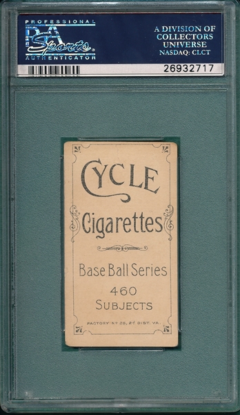 1909-1911 T206 Pfeister, Throwing, Cycle Cigarettes PSA 3