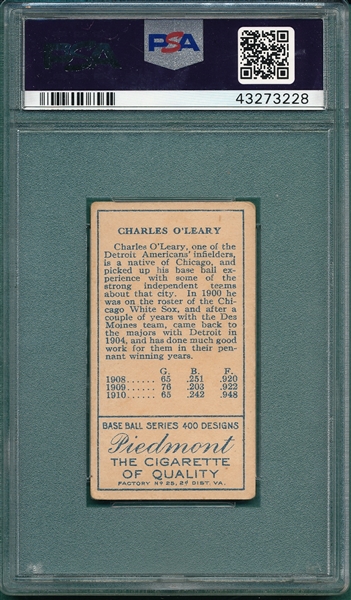 1911 T205 O'Leary Piedmont Cigarettes PSA 2.5