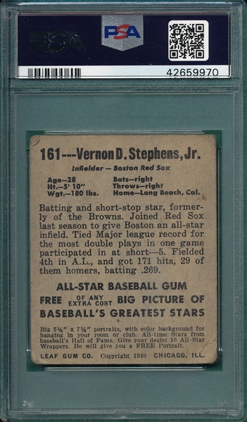 1948 Leaf #161 Vernon Stephens PSA 2 *SP* 