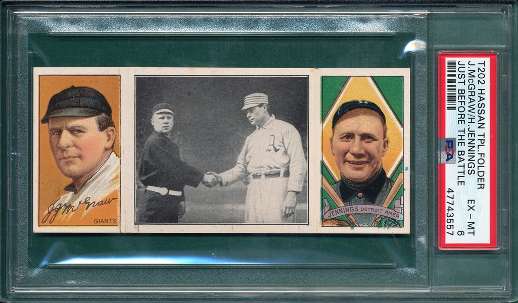 1912 T202 Just Before The Battle, McGraw/Jennings, Hassan Cigarettes, PSA 6