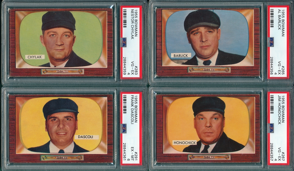 1955 Bowman Lot of (4) Umpires W/ #265 Barlick PSA 
