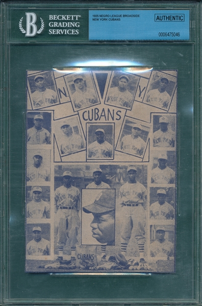 1935 New York Cubans Team Composite w/ Martin Dihigo BGS Authentic