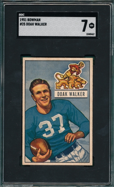 1951 Bowman FB #25 Doak Walker SGC 7
