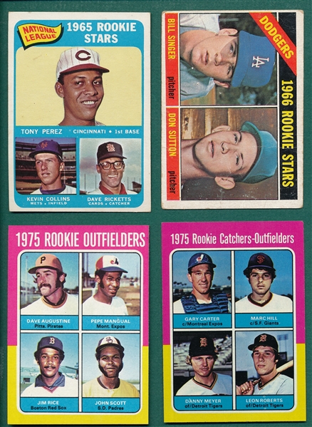 1965-75 Topps Lot of (4) HOF Rookies W/ '65 Tony Perez