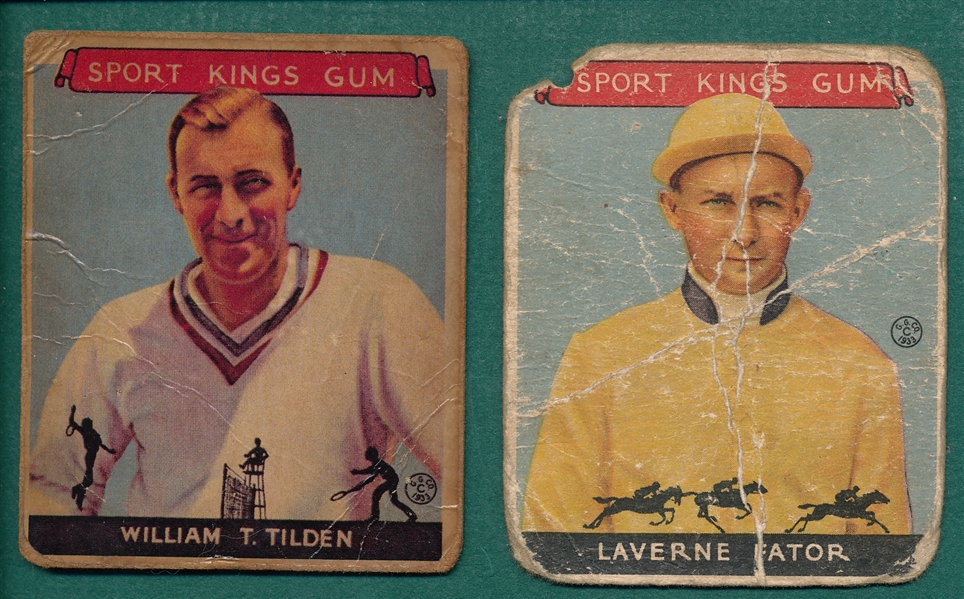 1933 Sports Kings #13 Fator & #16 Tilden, Lot of (2)