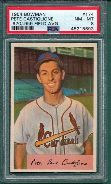 1954 Bowman #174 Pete Castiglione PSA 8 *.970/.959*